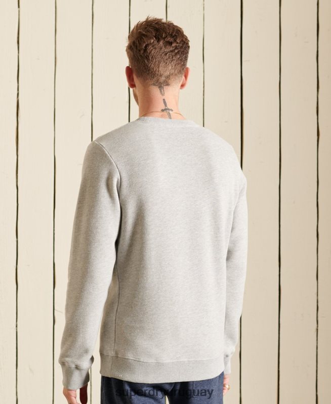 uy Superdry hombres sudadera de algodón orgánico con logo vintage gris DT2N8Z663 ropa