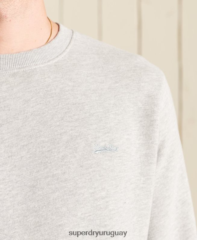 uy Superdry hombres sudadera de algodón orgánico con logo vintage gris DT2N8Z663 ropa