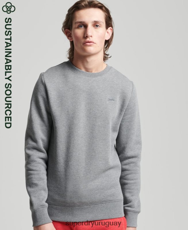 uy Superdry hombres sudadera de algodón orgánico con logo vintage gris DT2N8Z863 ropa