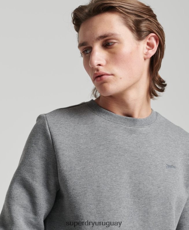 uy Superdry hombres sudadera de algodón orgánico con logo vintage gris DT2N8Z863 ropa