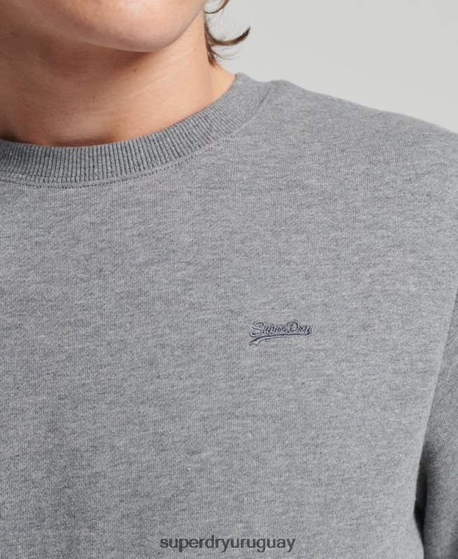 uy Superdry hombres sudadera de algodón orgánico con logo vintage gris DT2N8Z863 ropa