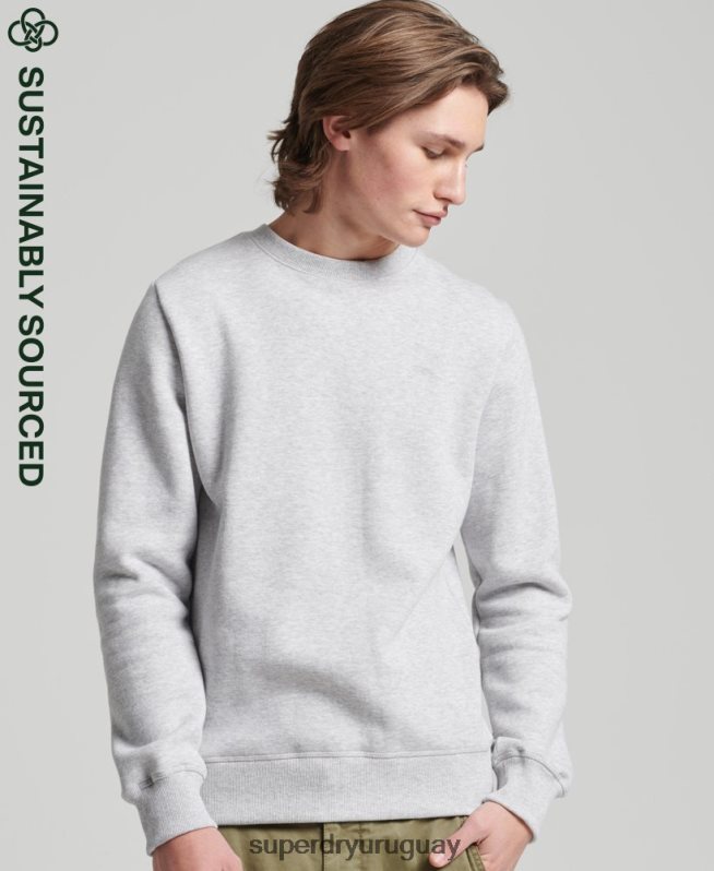 uy Superdry hombres sudadera de algodón orgánico con logo vintage gris claro DT2N8Z678 ropa
