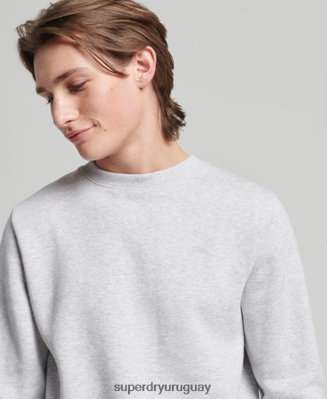 uy Superdry hombres sudadera de algodón orgánico con logo vintage gris claro DT2N8Z678 ropa