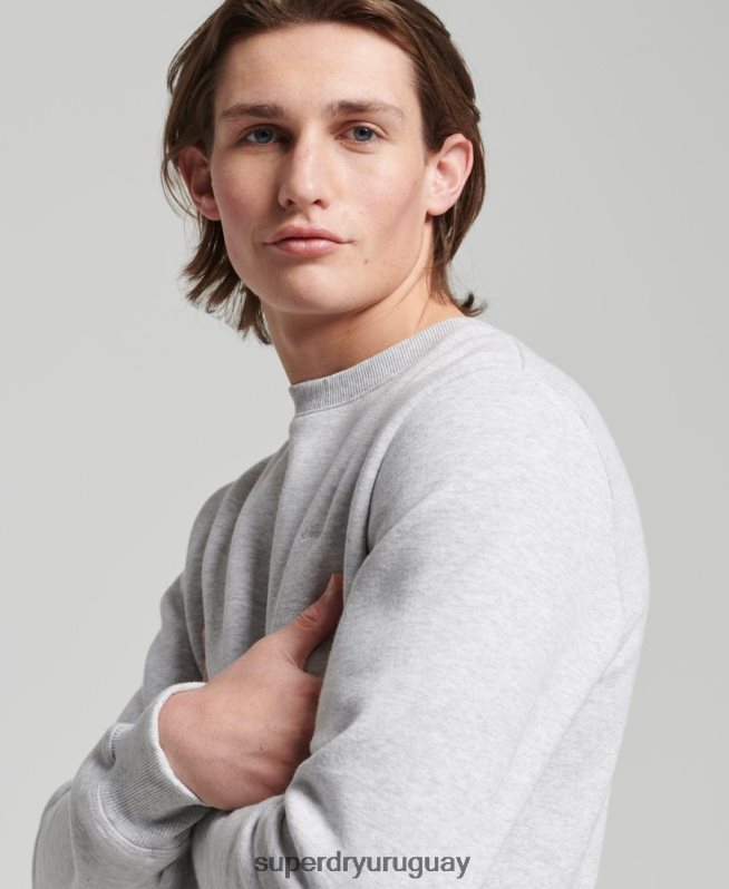 uy Superdry hombres sudadera de algodón orgánico con logo vintage gris claro DT2N8Z678 ropa