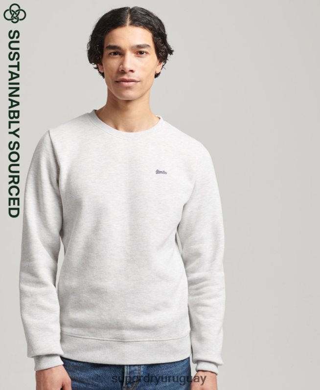uy Superdry hombres sudadera de algodón orgánico con logo vintage gris claro DT2N8Z772 ropa