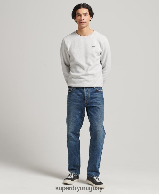 uy Superdry hombres sudadera de algodón orgánico con logo vintage gris claro DT2N8Z772 ropa