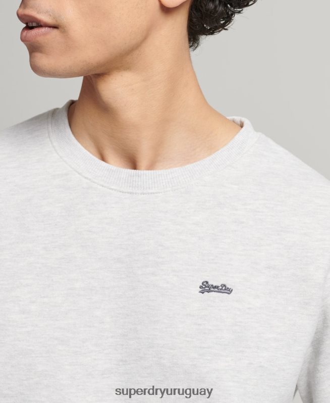 uy Superdry hombres sudadera de algodón orgánico con logo vintage gris claro DT2N8Z772 ropa