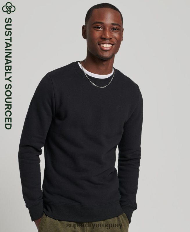 uy Superdry hombres sudadera de algodón orgánico con logo vintage negro DT2N8Z527 ropa