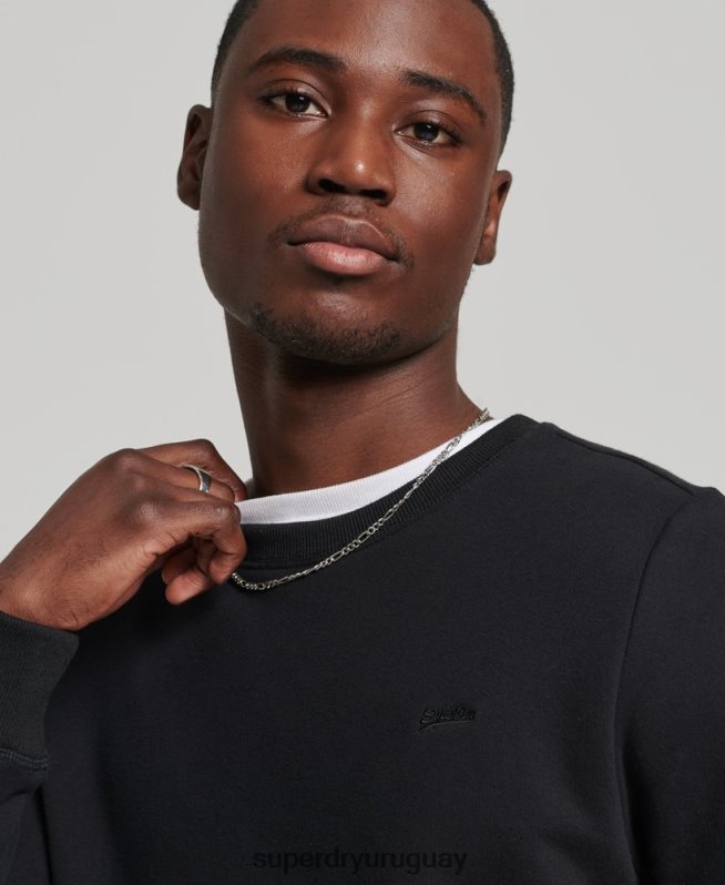 uy Superdry hombres sudadera de algodón orgánico con logo vintage negro DT2N8Z527 ropa