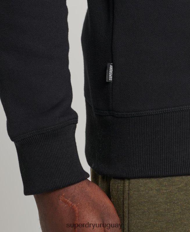 uy Superdry hombres sudadera de algodón orgánico con logo vintage negro DT2N8Z527 ropa