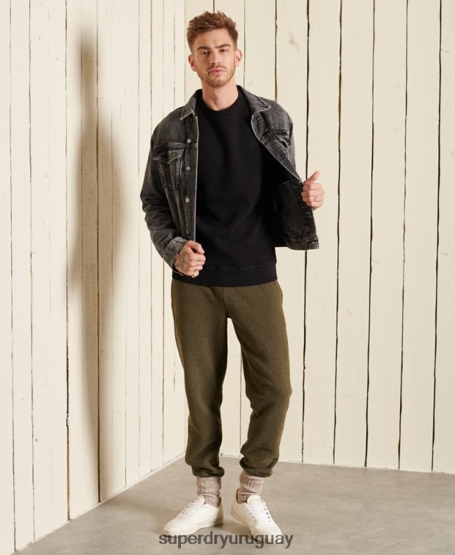 uy Superdry hombres sudadera de algodón orgánico con logo vintage negro DT2N8Z771 ropa