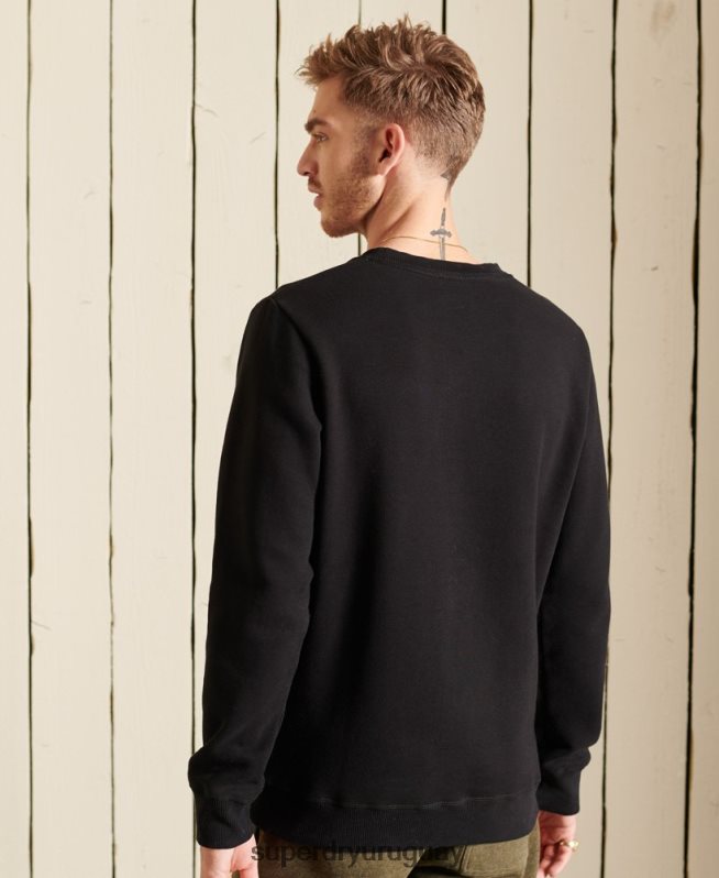 uy Superdry hombres sudadera de algodón orgánico con logo vintage negro DT2N8Z771 ropa
