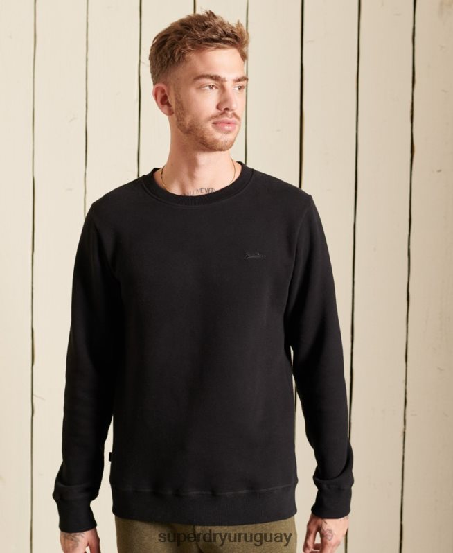 uy Superdry hombres sudadera de algodón orgánico con logo vintage negro DT2N8Z771 ropa
