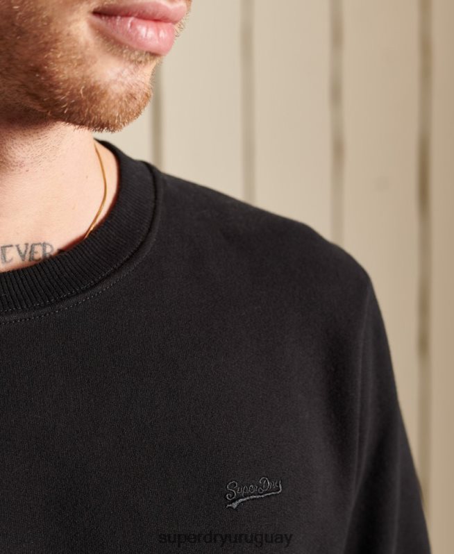 uy Superdry hombres sudadera de algodón orgánico con logo vintage negro DT2N8Z771 ropa