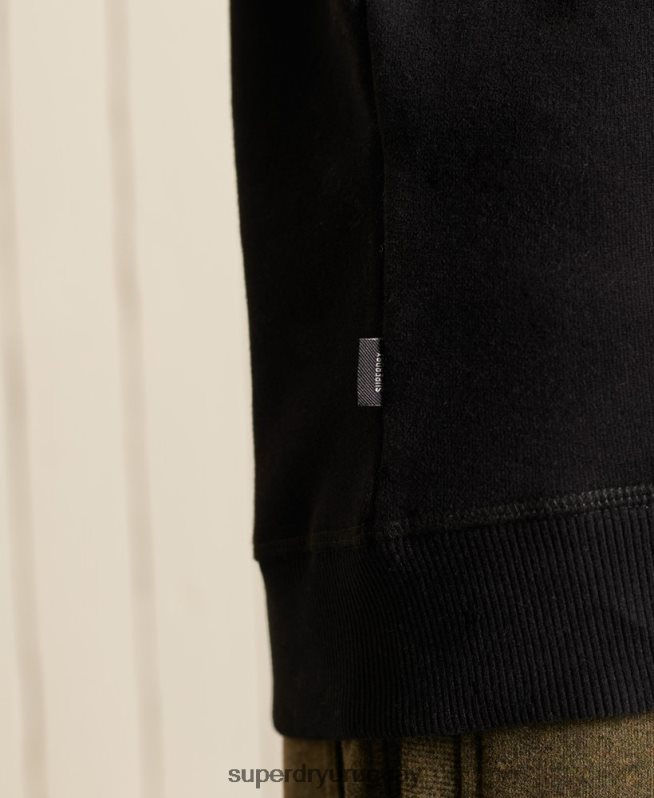 uy Superdry hombres sudadera de algodón orgánico con logo vintage negro DT2N8Z771 ropa