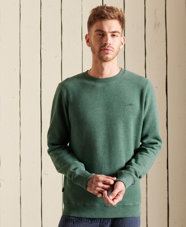 uy Superdry hombres sudadera de algodón orgánico con logo vintage verde DT2N8Z5187 ropa