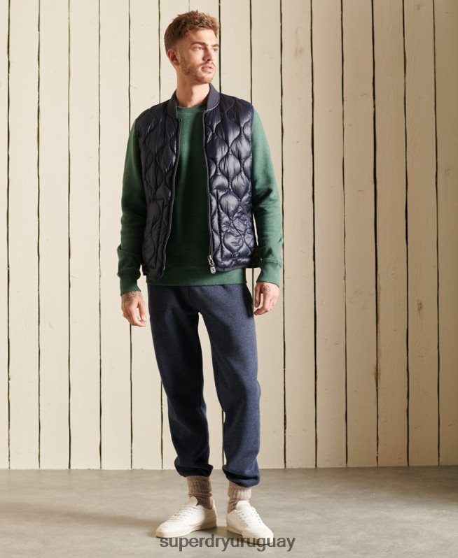 uy Superdry hombres sudadera de algodón orgánico con logo vintage verde DT2N8Z5187 ropa