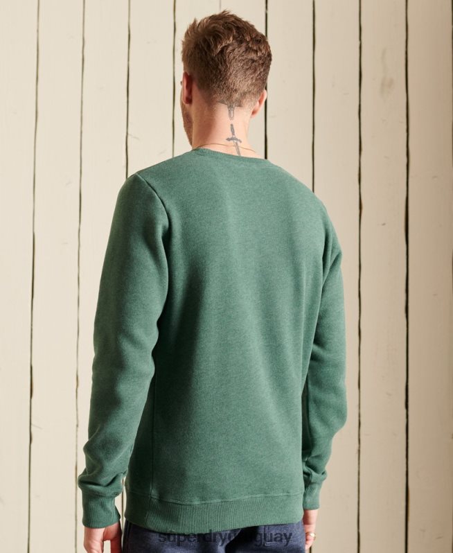 uy Superdry hombres sudadera de algodón orgánico con logo vintage verde DT2N8Z5187 ropa