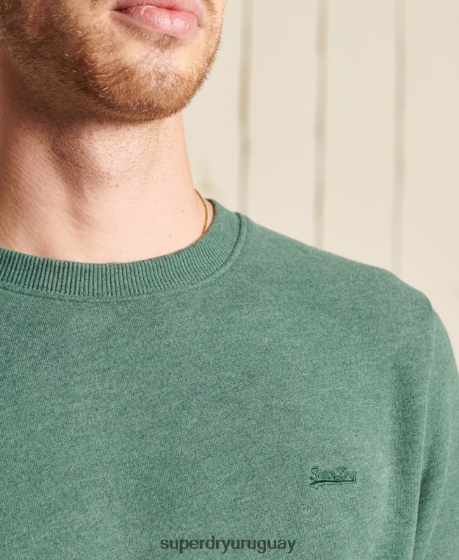 uy Superdry hombres sudadera de algodón orgánico con logo vintage verde DT2N8Z5187 ropa