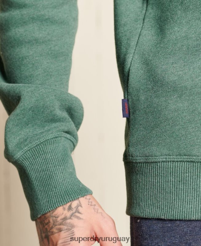 uy Superdry hombres sudadera de algodón orgánico con logo vintage verde DT2N8Z5187 ropa