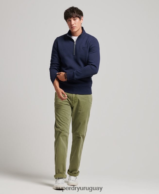 uy Superdry hombres sudadera de algodón orgánico con media cremallera y logo esencial Armada DT2N8Z5062 ropa