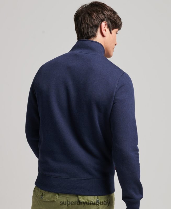 uy Superdry hombres sudadera de algodón orgánico con media cremallera y logo esencial Armada DT2N8Z5062 ropa