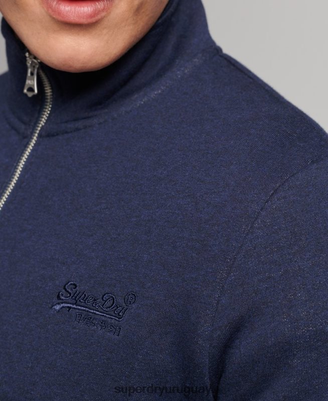 uy Superdry hombres sudadera de algodón orgánico con media cremallera y logo esencial Armada DT2N8Z5062 ropa