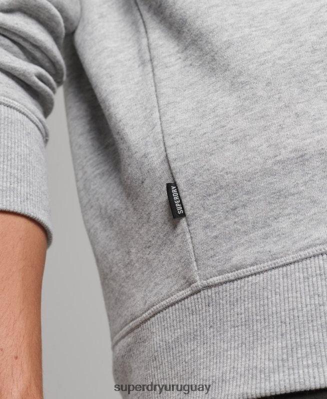uy Superdry hombres sudadera de algodón orgánico con media cremallera y logo esencial gris DT2N8Z5048 ropa