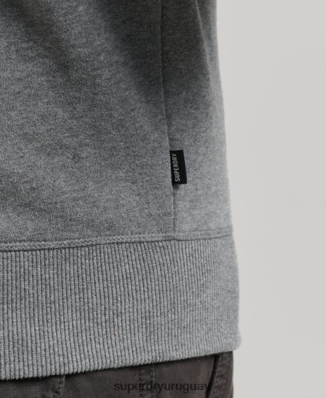 uy Superdry hombres sudadera de algodón orgánico con media cremallera y logo esencial gris DT2N8Z5080 ropa
