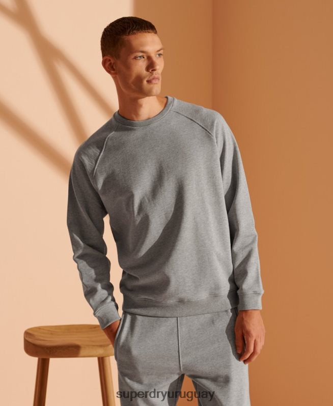 uy Superdry hombres sudadera de algodón orgánico de edición limitada gris claro DT2N8Z5220 ropa