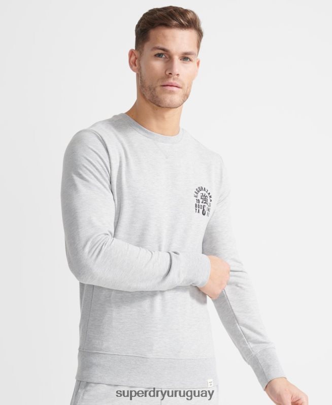 uy Superdry hombres sudadera de entrenamiento de boxeo gris DT2N8Z5064 ropa