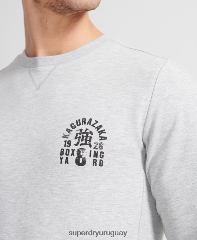 uy Superdry hombres sudadera de entrenamiento de boxeo gris DT2N8Z5064 ropa