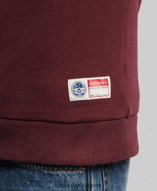 uy Superdry hombres sudadera de equipo colegiado con estilo de escritura vintage rojo DT2N8Z828 ropa