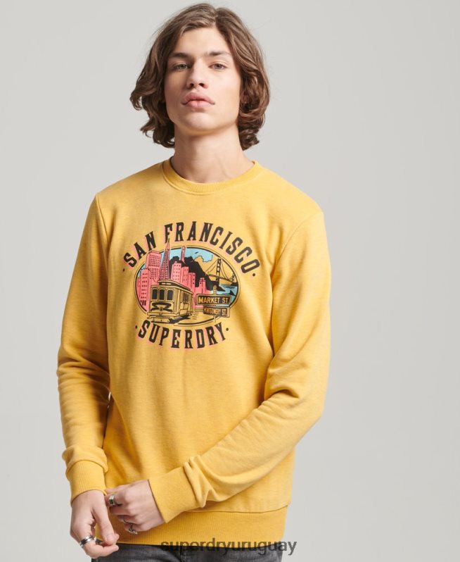 uy Superdry hombres sudadera de recuerdo de la ciudad amarillo DT2N8Z622 ropa