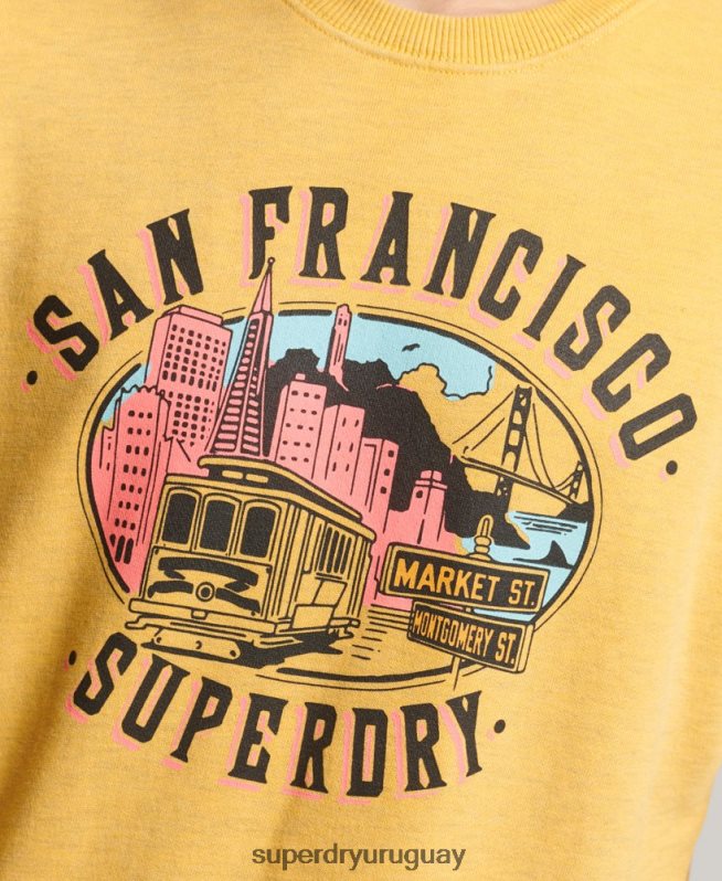 uy Superdry hombres sudadera de recuerdo de la ciudad amarillo DT2N8Z622 ropa