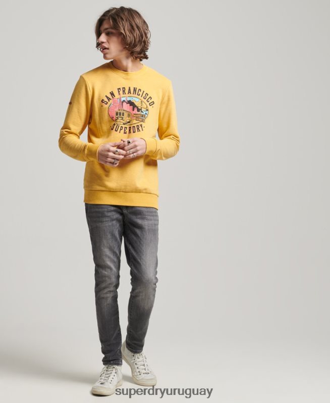uy Superdry hombres sudadera de recuerdo de la ciudad amarillo DT2N8Z622 ropa