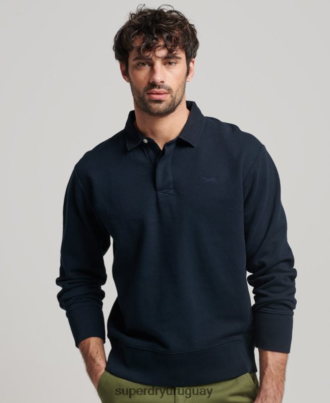 uy Superdry hombres sudadera de rugby sobreteñida Armada DT2N8Z585 ropa