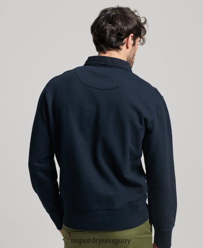 uy Superdry hombres sudadera de rugby sobreteñida Armada DT2N8Z585 ropa
