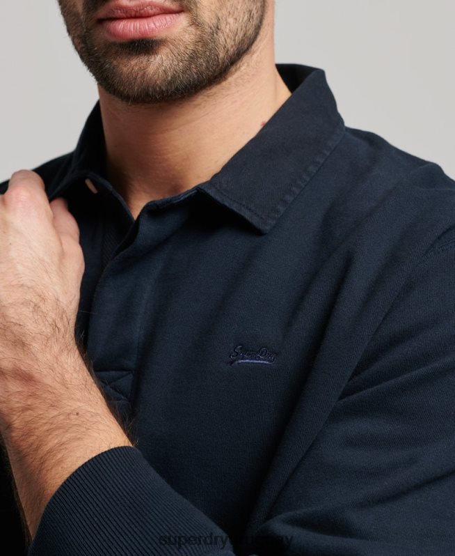 uy Superdry hombres sudadera de rugby sobreteñida Armada DT2N8Z585 ropa