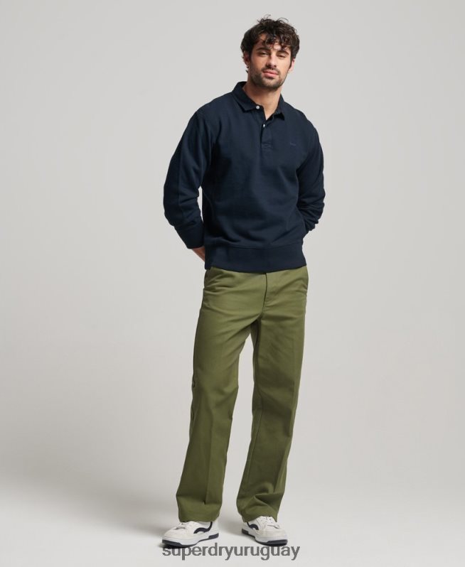 uy Superdry hombres sudadera de rugby sobreteñida Armada DT2N8Z585 ropa