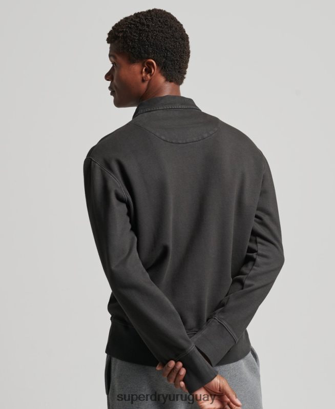 uy Superdry hombres sudadera de rugby sobreteñida gris oscuro DT2N8Z816 ropa