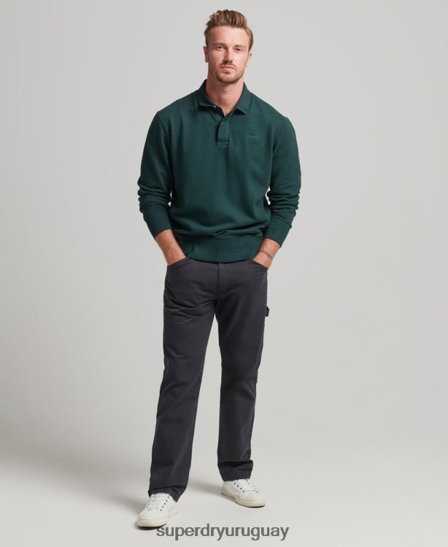 uy Superdry hombres sudadera de rugby sobreteñida verde DT2N8Z657 ropa