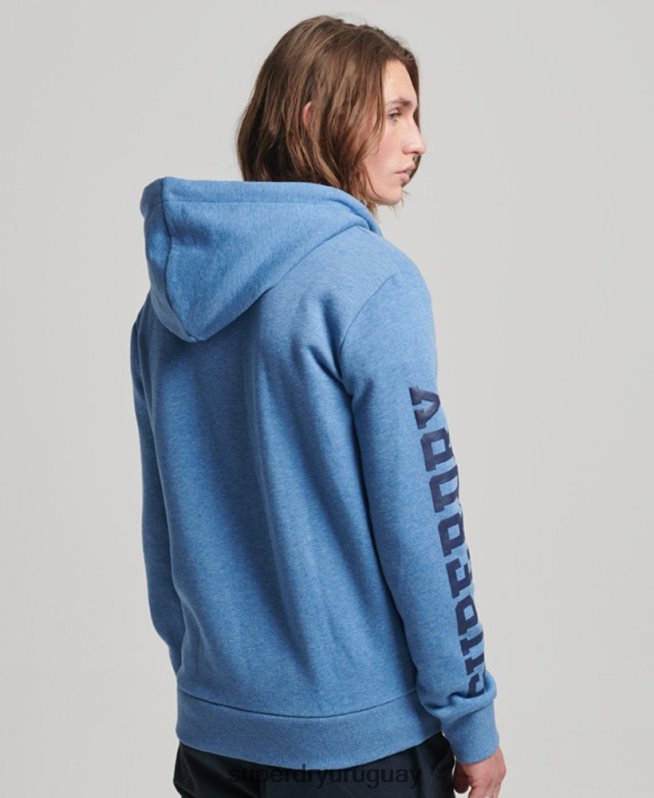 uy Superdry hombres sudadera deportiva con capucha y cremallera azul DT2N8Z511 ropa