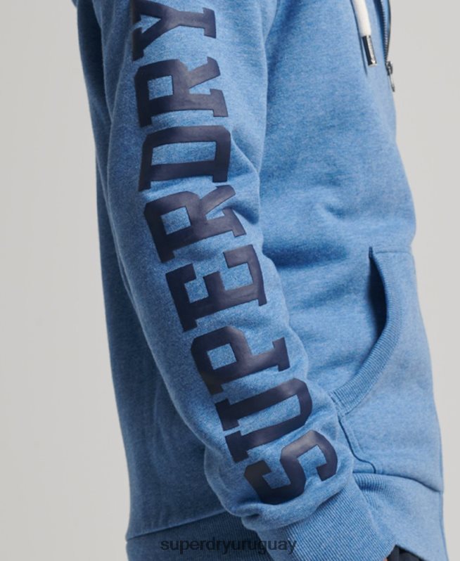 uy Superdry hombres sudadera deportiva con capucha y cremallera azul DT2N8Z511 ropa