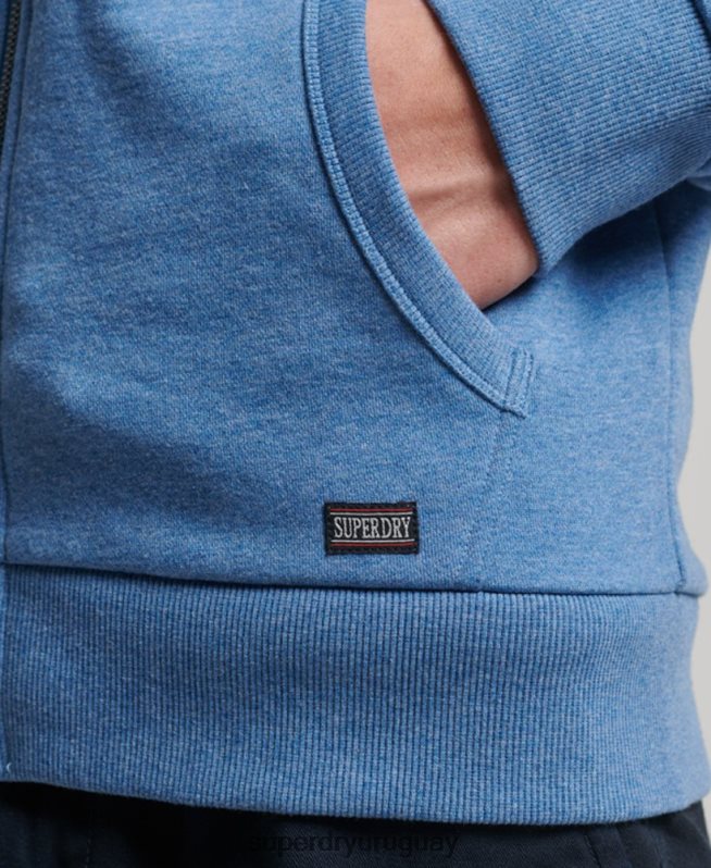 uy Superdry hombres sudadera deportiva con capucha y cremallera azul DT2N8Z511 ropa