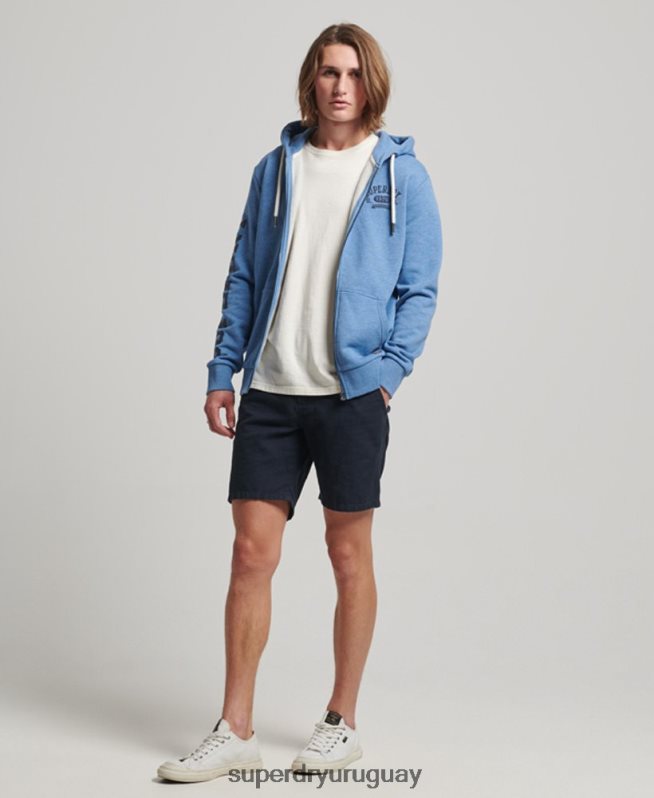 uy Superdry hombres sudadera deportiva con capucha y cremallera azul DT2N8Z511 ropa