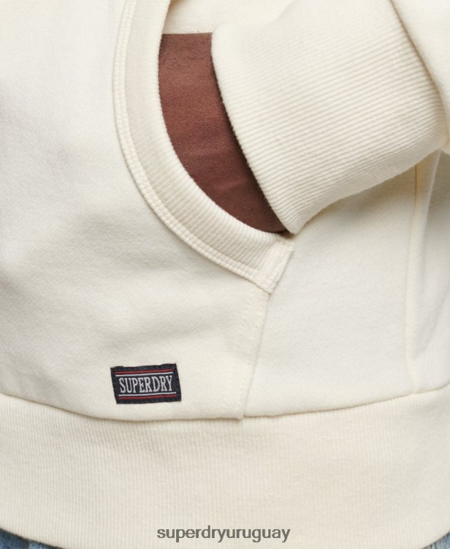 uy Superdry hombres sudadera deportiva con capucha y cremallera crema DT2N8Z492 ropa