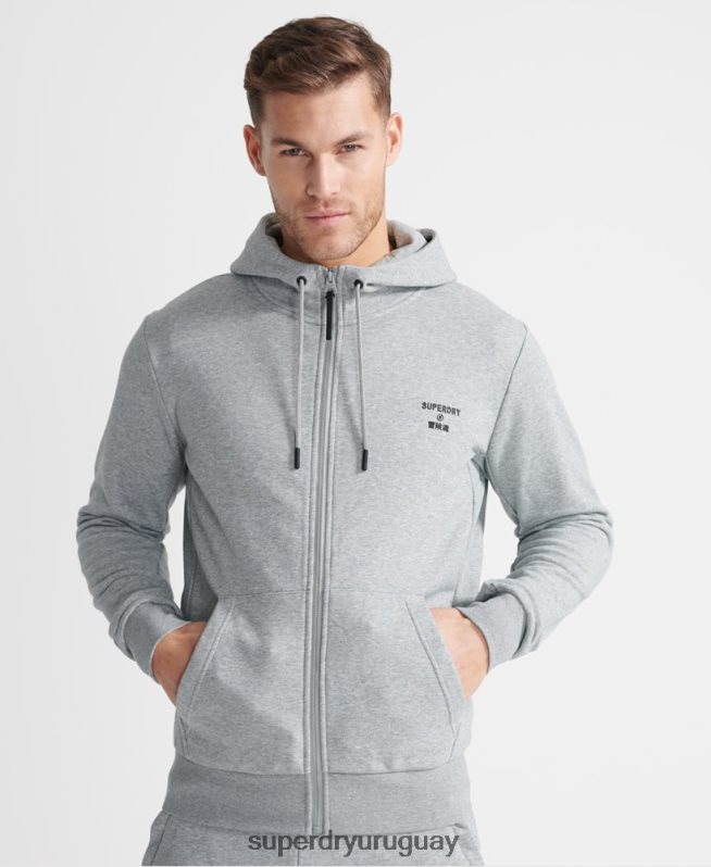 uy Superdry hombres sudadera deportiva con capucha y cremallera gris DT2N8Z5362 ropa
