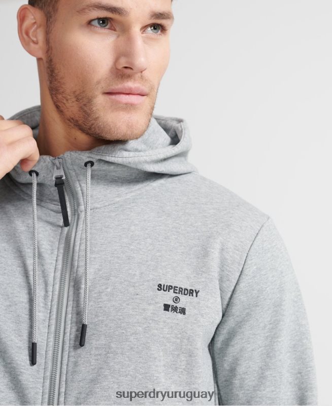 uy Superdry hombres sudadera deportiva con capucha y cremallera gris DT2N8Z5362 ropa