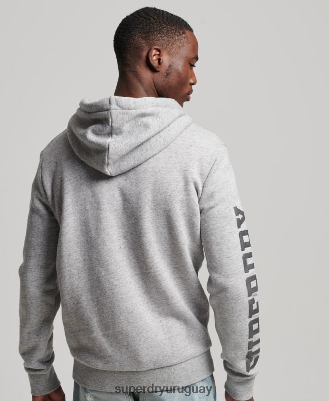uy Superdry hombres sudadera deportiva con capucha y cremallera gris DT2N8Z633 ropa